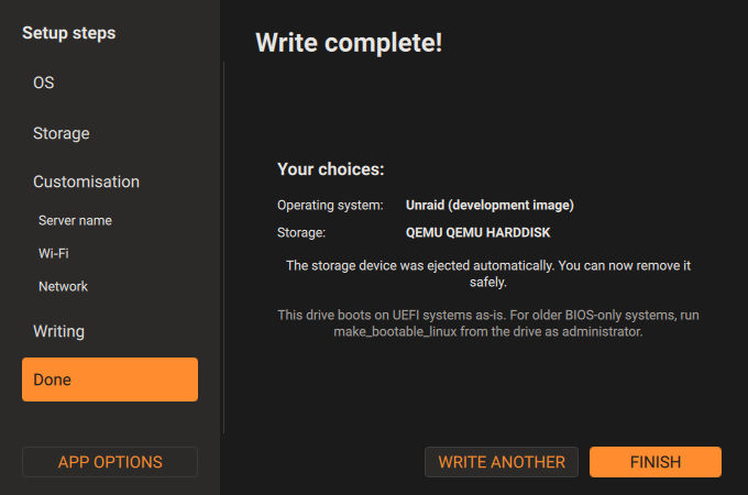USB Creator write
complete